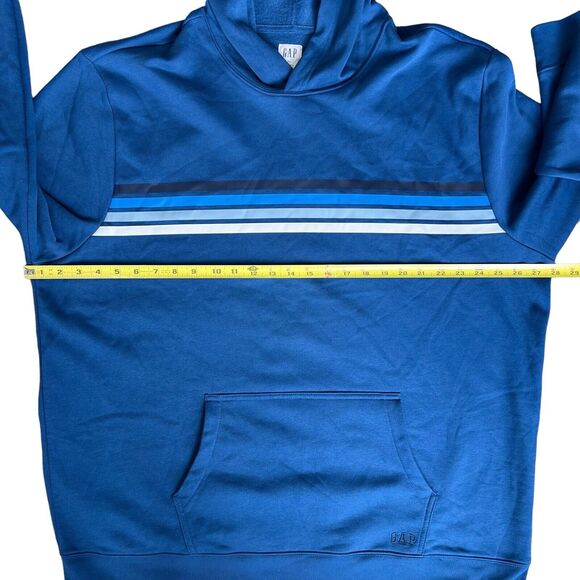 New GAP Fleece Hooded Sweatshirt Men XXL Blue Y2K Classic Skater Hoodie Normcore - Picture 9 of 14
